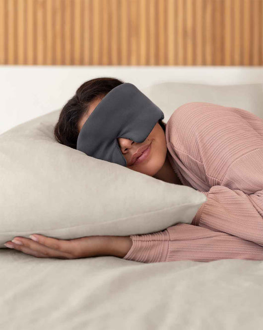 Weighted Silk Sleep Stone Mask - Grey with Amethyst Crystal -