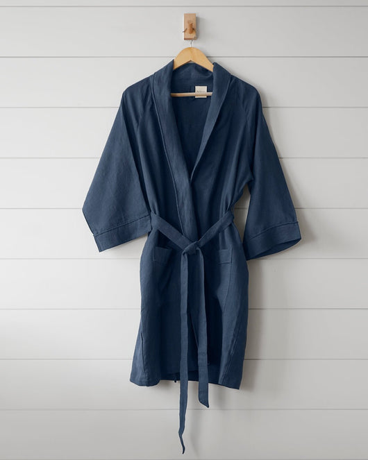 Paloma French Linen Robe - White - S/M - 