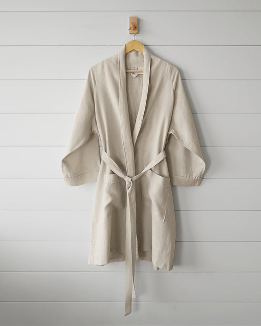 Paloma French Linen Robe - White - S/M - 