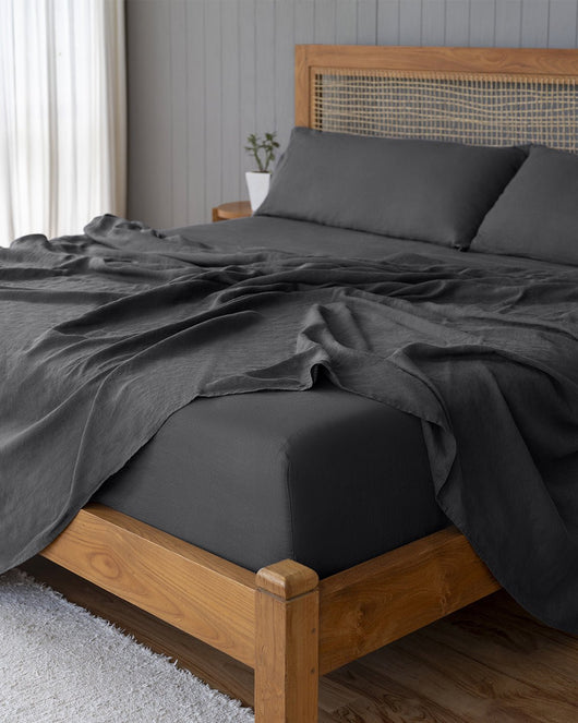 Stonewashed Linen Sheets - Full - Charcoal - 