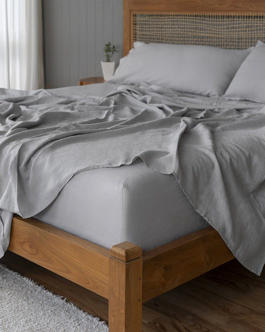 Stonewashed Linen Sheets - Full - Dove Grey - 