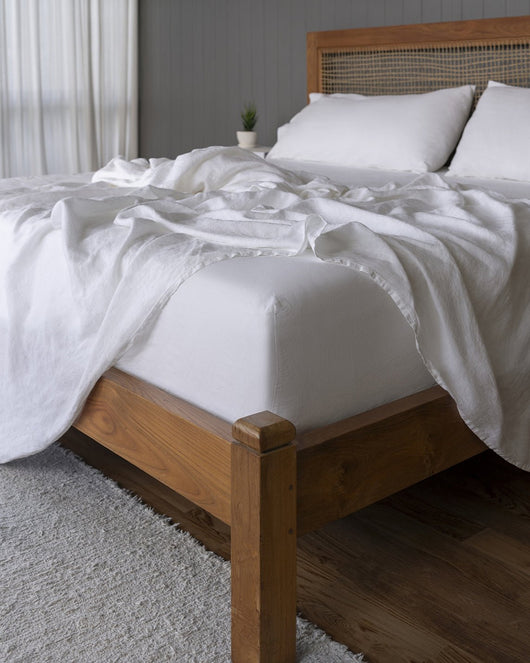 Stonewashed Linen Sheets - Full - White - 