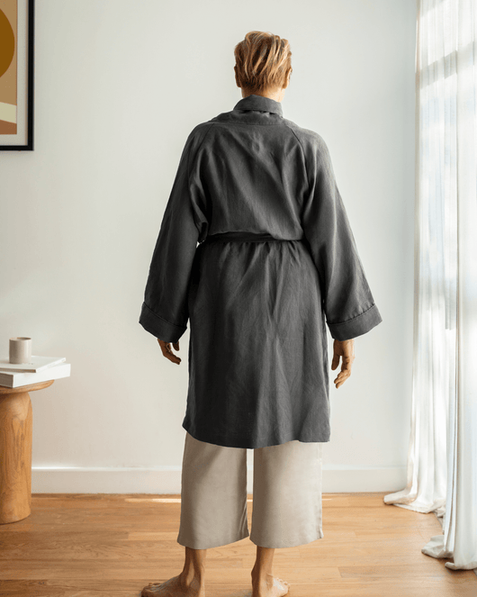 Paloma French Linen Robe - White - S/M - 