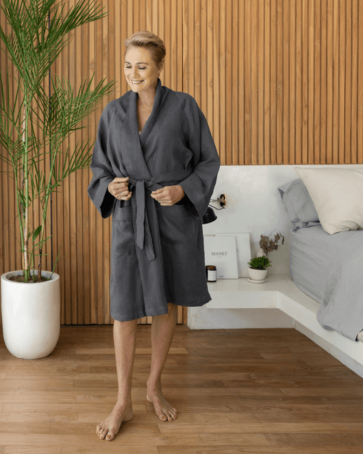 Paloma French Linen Robe - White - S/M - 