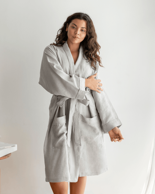 Paloma French Linen Robe - White - S/M - 